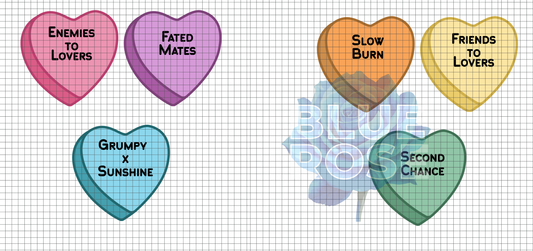 Romance Tropes Candy Hearts 16oz Libbey Cup Wrap | Bookish PNG Design | Enemies to Lovers & Slow Burn Glass Can Wrap